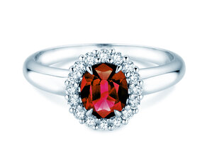 Verlovingsring Windsor Royal in 9K witgoud met robijn 1,20ct en diamanten 0,28ct
