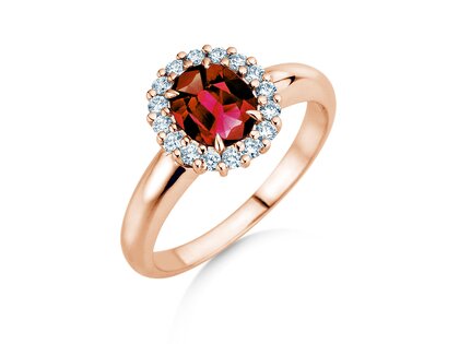 Verlovingsring Windsor Royal in 14K roségoud met robijn 1,20ct en diamanten 0,28ct