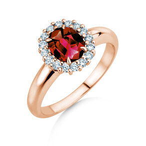 Verlovingsring Windsor Royal in 14K roségoud met robijn 1,20ct en diamanten 0,28ct