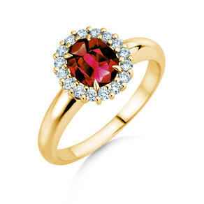 Verlovingsring Windsor Royal in 14K geelgoud met robijn 1,20ct en diamanten 0,28ct