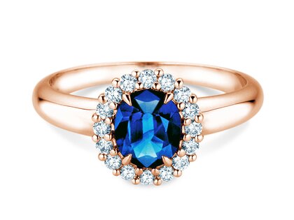 Verlovingsring Windsor Royal in 14K roségoud met saffier 1,20ct en diamanten 0,28ct
