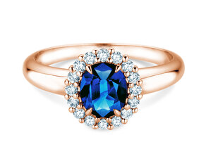 Verlovingsring Windsor Royal in 14K roségoud met saffier 1,20ct en diamanten 0,28ct