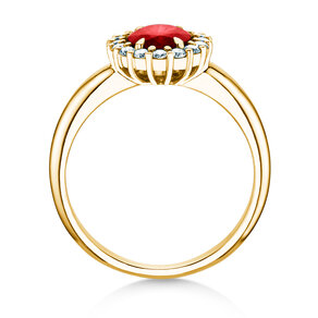 Verlovingsring Windsor Royal in 14K geelgoud met robijn 1,20ct en diamanten 0,28ct