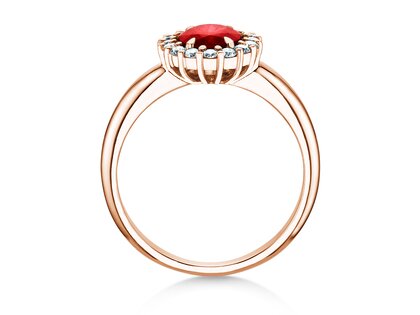 Verlovingsring Windsor Royal in 14K roségoud met robijn 1,20ct en diamanten 0,28ct