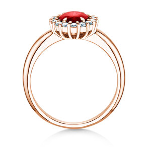 Verlovingsring Windsor Royal in 14K roségoud met robijn 1,20ct en diamanten 0,28ct