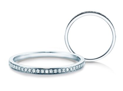 Verlovingsring Alliance-/Eternityring in platina 950/- met diamanten 0,125ct