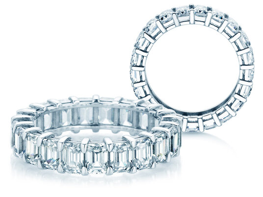 Verlovingsring Emerald Cut Eternity in 14K witgoud met Lab-grown diamanten 4,20ct E/VS