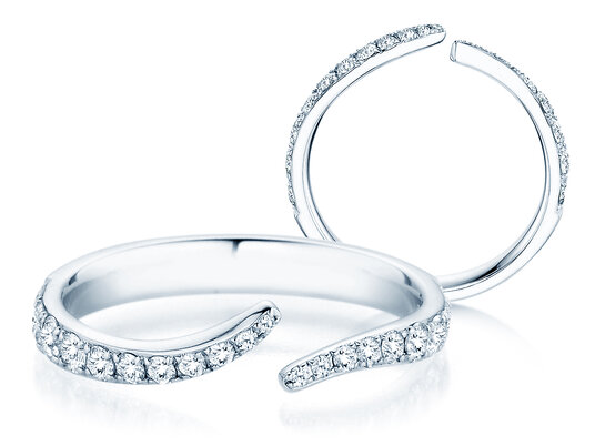 Verlovingsring Flow Pavé in 9K witgoud met diamanten 0,51ct G/SI