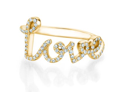 Ring Love Diamonds Pavé in 14K geelgoud met diamanten 0,37ct G/SI