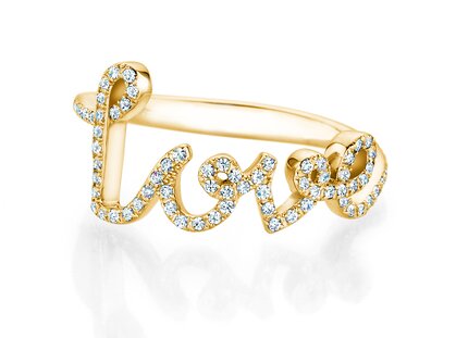 Ring Love Diamonds Pavé in 14K geelgoud met diamanten 0,37ct G/SI