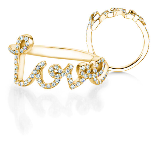 Ring Love Diamonds Pavé in 14K geelgoud met diamanten 0,37ct G/SI