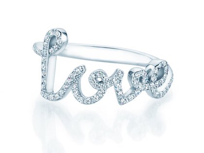 Ring Love Diamonds Pavé in 14K witgoud met diamanten 0,37ct G/SI