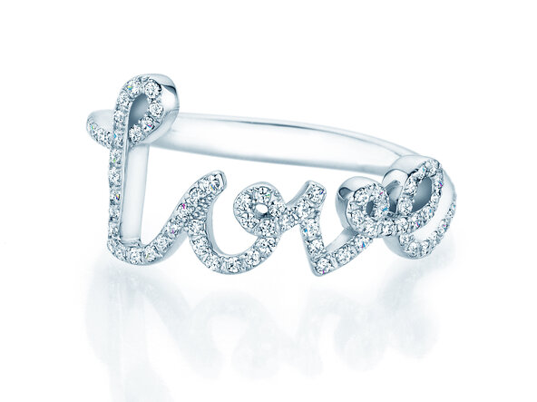 Ring Love Diamonds Pavé in 14K witgoud met diamanten 0,37ct G/SI