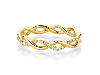 Verlovingsring Sparkling Curve in 14K geelgoud met diamanten 0,14ct G/SI