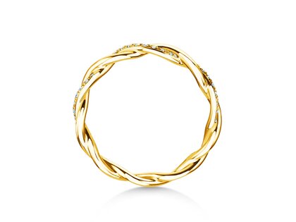 Verlovingsring Sparkling Curve in 14K geelgoud met diamanten 0,14ct G/SI