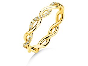Verlovingsring Sparkling Curve in 14K geelgoud met diamanten 0,14ct G/SI