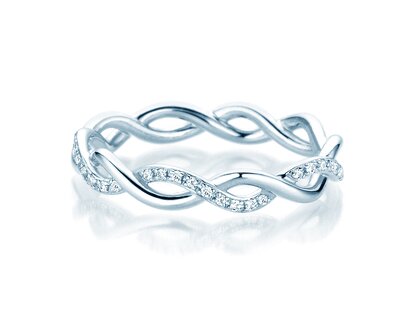 Verlovingsring Sparkling Curve in 14K witgoud met diamanten 0,14ct G/SI