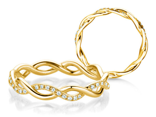 Verlovingsring Sparkling Curve in 14K geelgoud met diamanten 0,14ct G/SI