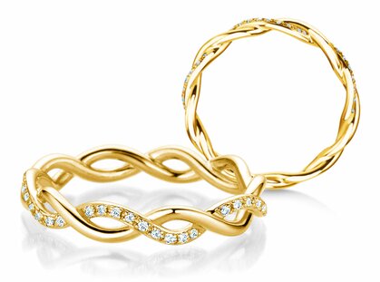 Verlovingsring Sparkling Curve in 14K geelgoud met diamanten 0,14ct G/SI