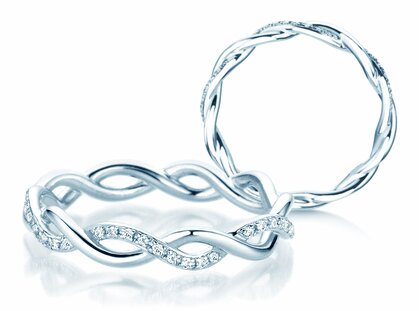 Verlovingsring Sparkling Curve in platina 950/- met diamanten 0,14ct G/SI