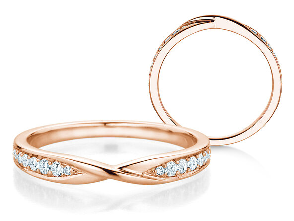 Verlovingsring Spin Diamonds in 14K roségoud met diamanten 0,21ct G/SI