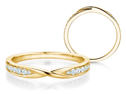 Verlovingsring Spin Diamonds in 14K geelgoud met diamanten 0,21ct G/SI