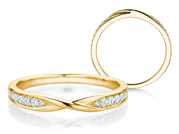 Verlovingsring Spin Diamonds in 14K geelgoud met diamanten 0,21ct G/SI