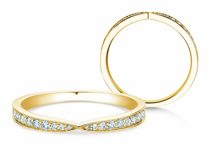 Verlovingsring V-Eternity in 14K geelgoud met diamanten 0,22ct G/SI