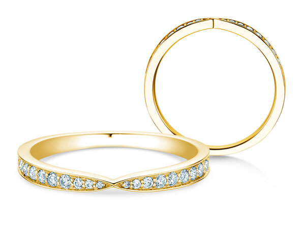 Verlovingsring V-Eternity in 14K geelgoud met diamanten 0,22ct G/SI