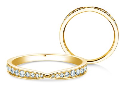 Verlovingsring V-Eternity in 14K geelgoud met diamanten 0,30ct G/SI