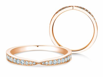 Verlovingsring V-Eternity in 14K roségoud met diamanten 0,22ct G/SI