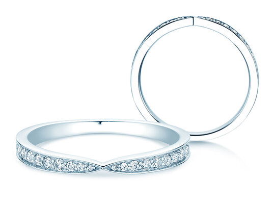 Verlovingsring V-Eternity in 14K witgoud met diamanten 0,22ct G/SI