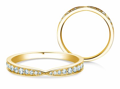 Verlovingsring V-Eternity in 14K geelgoud met diamanten 0,30ct