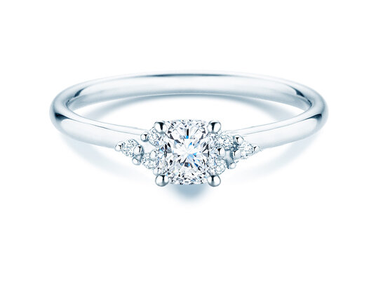 Verlovingsring Blossom Cushion in 9K witgoud met natuurlijke diamanten 0,58ct