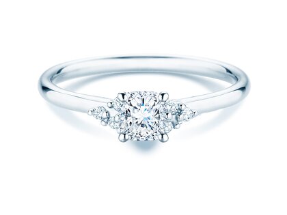 Verlovingsring Blossom Cushion in 9K witgoud met natuurlijke diamanten 0,29ct G/SI