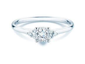 Verlovingsring Blossom Cushion in 9K witgoud met natuurlijke diamanten 0,29ct G/SI