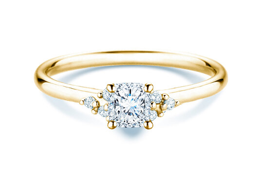 Verlovingsring Blossom Cushion in 9K geelgoud met natuurlijke diamanten 0,58ct