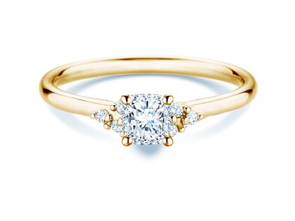 Verlovingsring Blossom Cushion in 9K geelgoud met natuurlijke diamanten 0,29ct G/SI