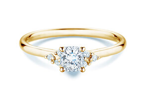 Verlovingsring Blossom Cushion in 9K geelgoud met natuurlijke diamanten 0,29ct G/SI