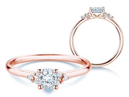 Verlovingsring Blossom Cushion in 9K roségoud met natuurlijke diamanten 0,29ct G/SI