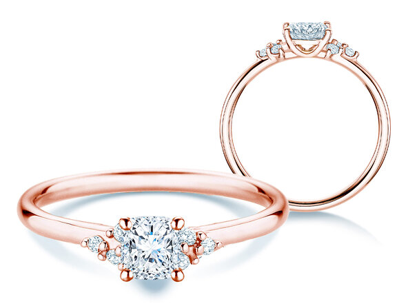 Verlovingsring Blossom Cushion in 9K roségoud met natuurlijke diamanten 0,29ct G/SI