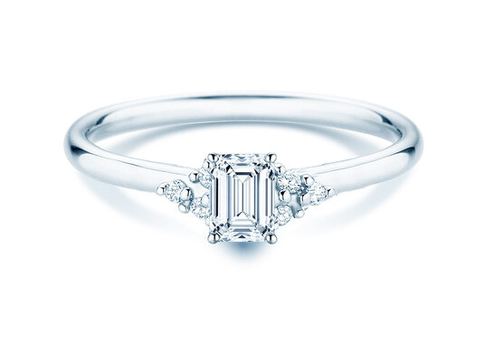 Verlovingsring Blossom Emerald in 9K witgoud met natuurlijke diamanten 0,58ct
