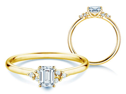 Verlovingsring Blossom Emerald in 14K geelgoud met natuurlijke diamanten 0,22ct G/VS