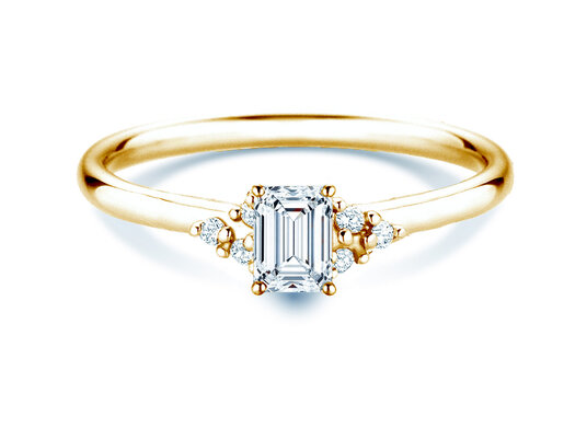 Verlovingsring Blossom Emerald in 9K geelgoud met natuurlijke diamanten 0,58ct