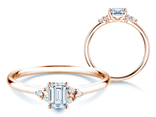 Verlovingsring Blossom Emerald in 9K roségoud met natuurlijke diamanten 0,58ct