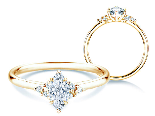 Verlovingsring Blossom Marquise in 9K geelgoud met natuurlijke diamanten 0,58ct
