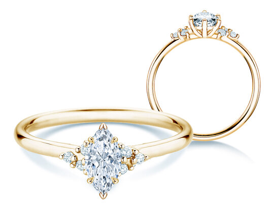 Verlovingsring Blossom Marquise in 14K geelgoud met natuurlijke diamanten 0,22ct G/SI