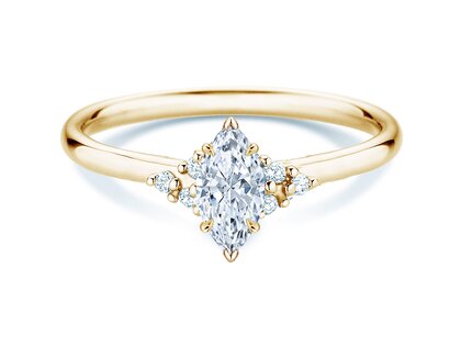 Verlovingsring Blossom Marquise in 14K geelgoud met natuurlijke diamanten 0,22ct G/SI