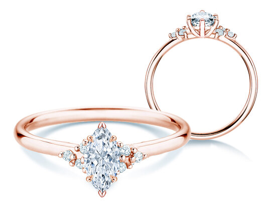 Verlovingsring Blossom Marquise in 9K roségoud met Lab-grown diamanten 0,31ct E/VS