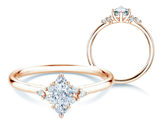 Verlovingsring Blossom Marquise in 9K roségoud met natuurlijke diamanten 0,58ct